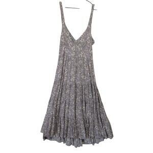 Floral Tiered Maxi Dress - Gray